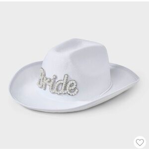 NWT Bride pearl rhinestone Cowboy Hat  - White